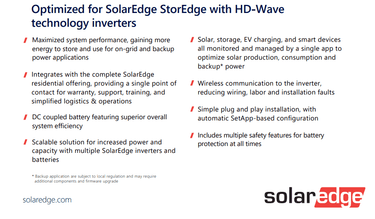 solaredge storedge 10kWh Energy Bank inverter details